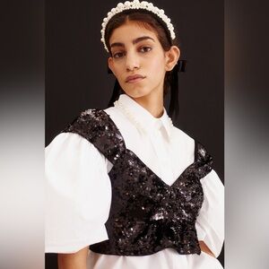NWT Simone Rocha x H&M Black Sequined Crop Top Bustier Size XS Limited Ed
